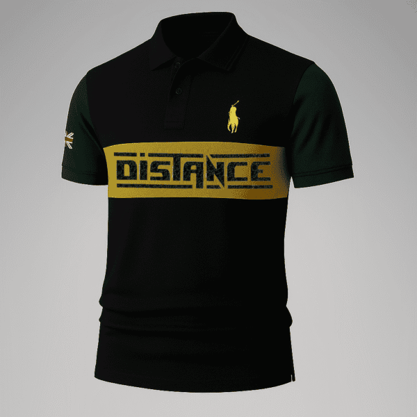 Black Color Block Polo T-Shirt – Distance Print