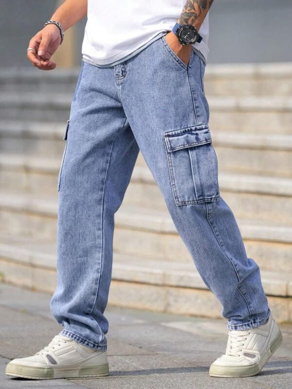 Blue Denim Cargo Pants for Men