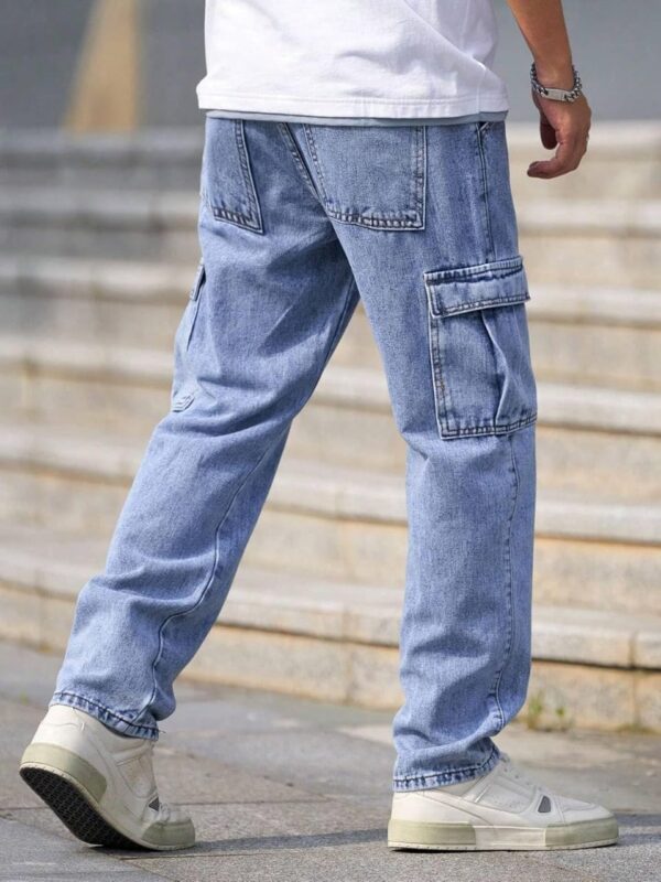 Blue Denim Cargo Pants for Men