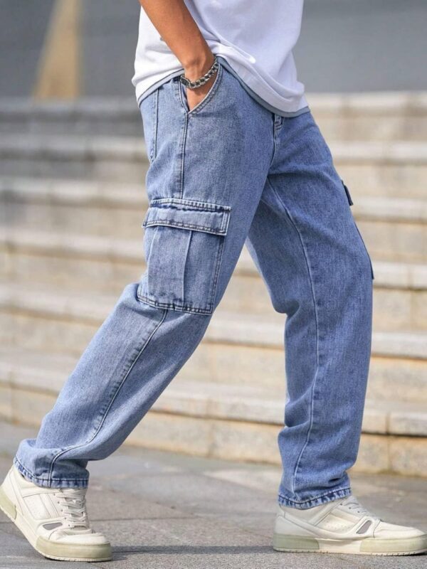 Blue Denim Cargo Pants for Men