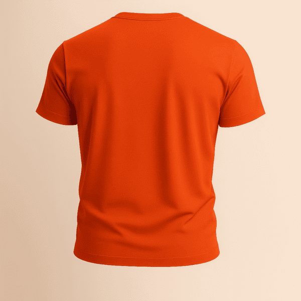 Carmine Orange Round Neck Basic T-Shirt