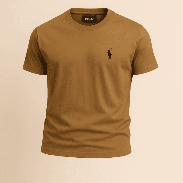 Brown Round Neck Basic T-Shirt