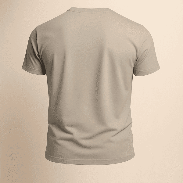 Cream Round Neck Basic T-Shirt