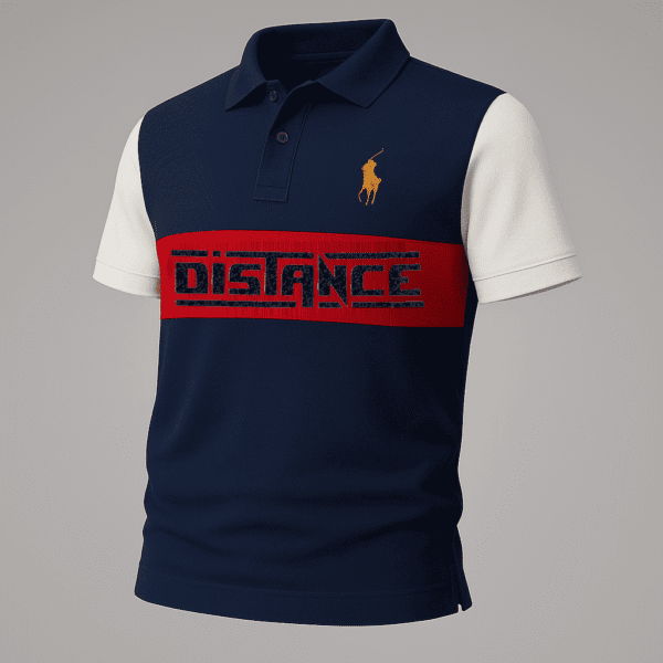 Blue Color Block Polo T-Shirt – Distance Print