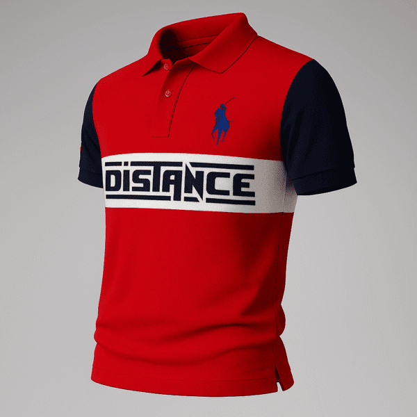 Red Color Block Polo T-Shirt – Distance Print