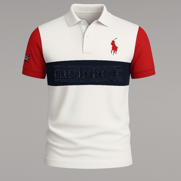 White Color Block Polo T-Shirt – Distance Print